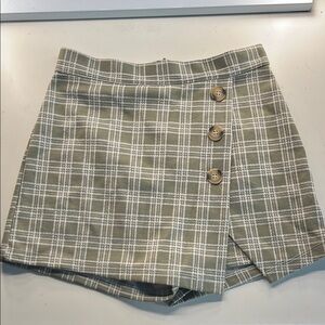 Altar'd State Green and White Plaid Skort